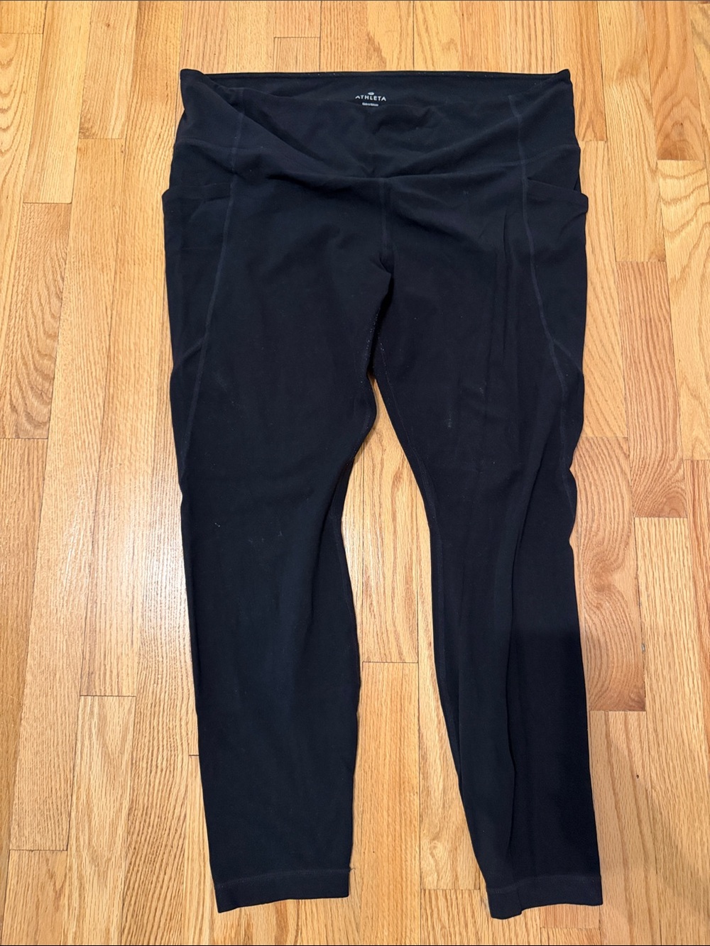 Athleta Black Womens High-Rise Active Leggings with side pockets